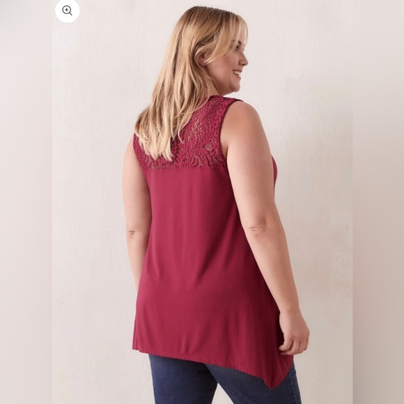 PENNINGTONS PLUS 2X In Every Story A-Line Tank Top Lace Yoke in Rumba Re… - Picture 2 of 14